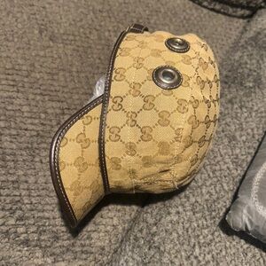 Gucci Vintage by Tom Ford Supreme GG Monogram Logo Military Canvas Cap Hat Large